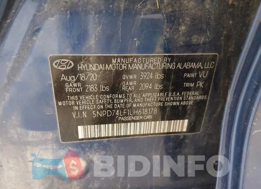 5NPD74LF1LH618178 Photo# 9