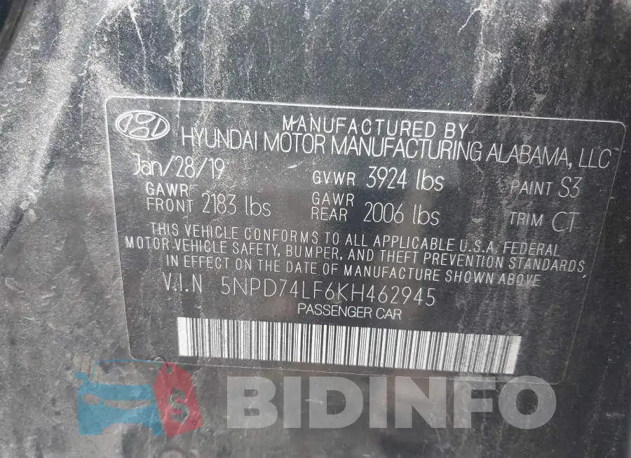 5NPD74LF6KH462945 Photo# 9