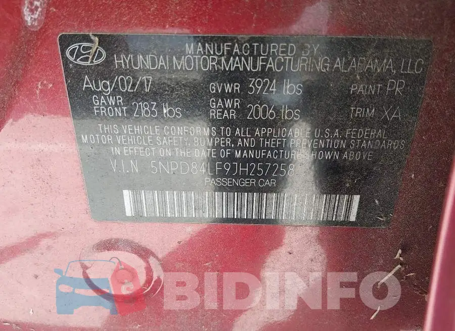 5NPD84LF9JH257258 Photo# 9