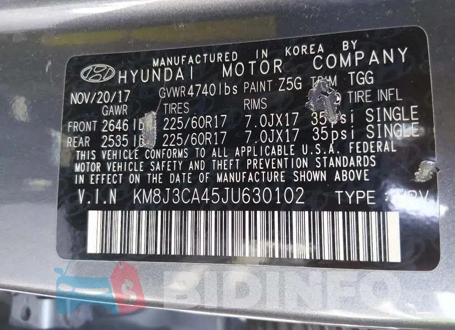 KM8J3CA45JU630102 Photo# 9