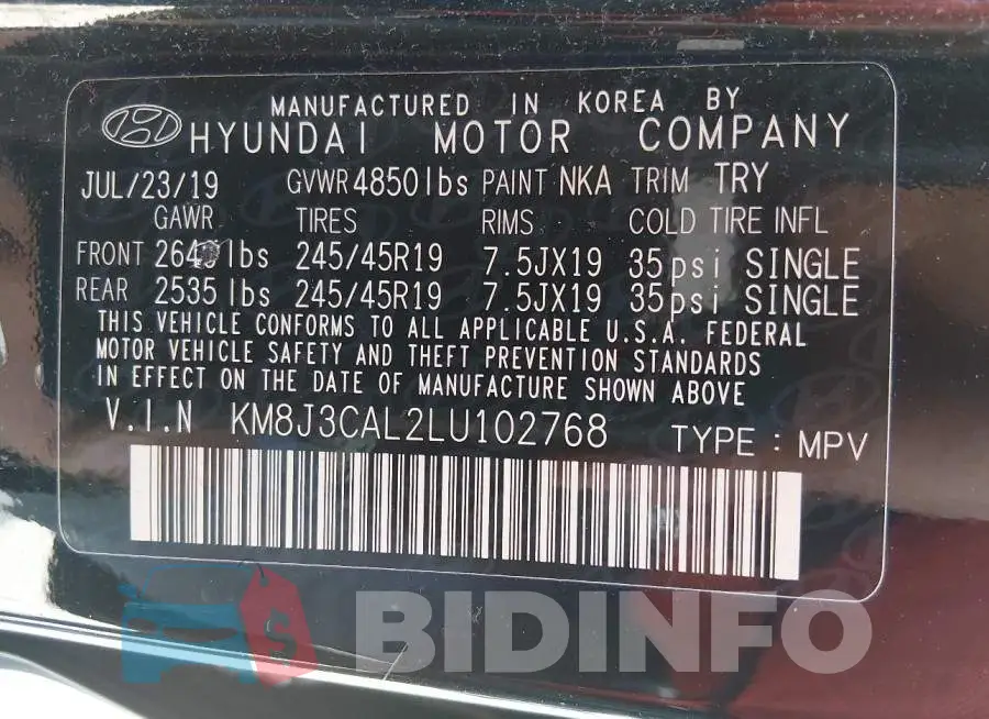 KM8J3CAL2LU102768 Photo# 8