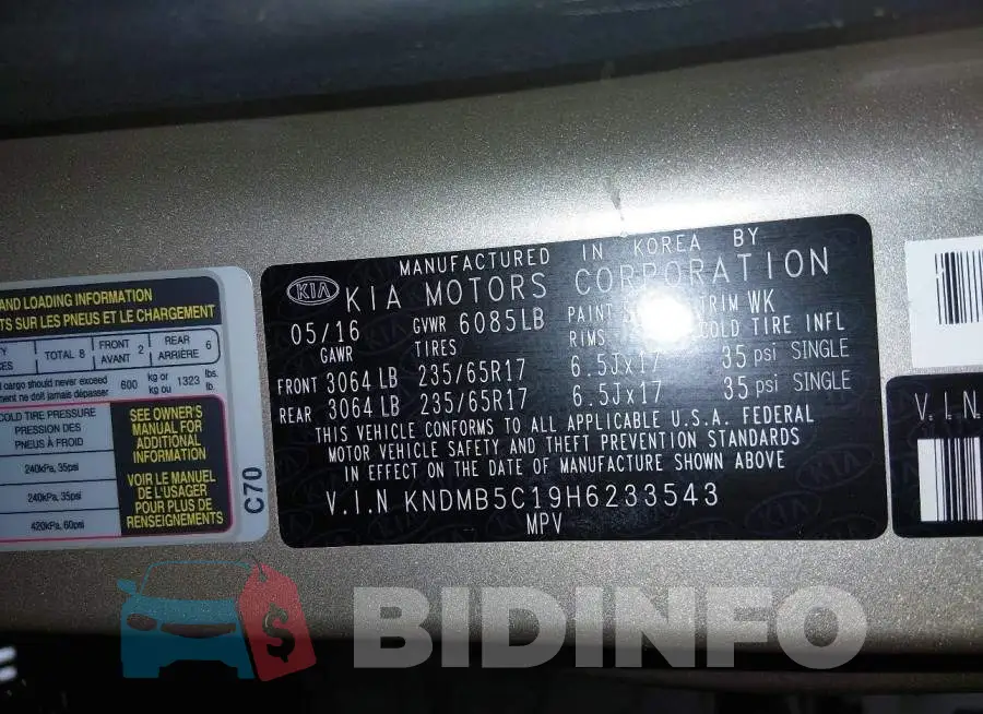 KNDMB5C19H6233543 Photo# 9
