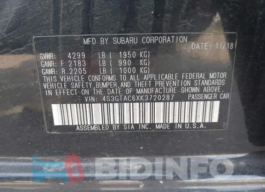 4S3GTAC6XK3720287 Photo# 9