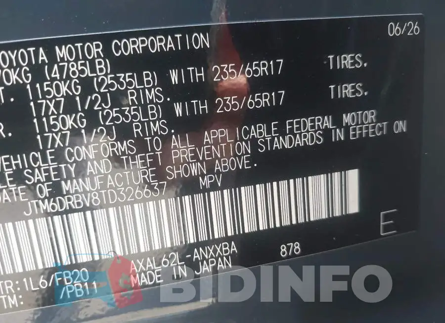 JTM6DRBV8TD326637 Photo# 9