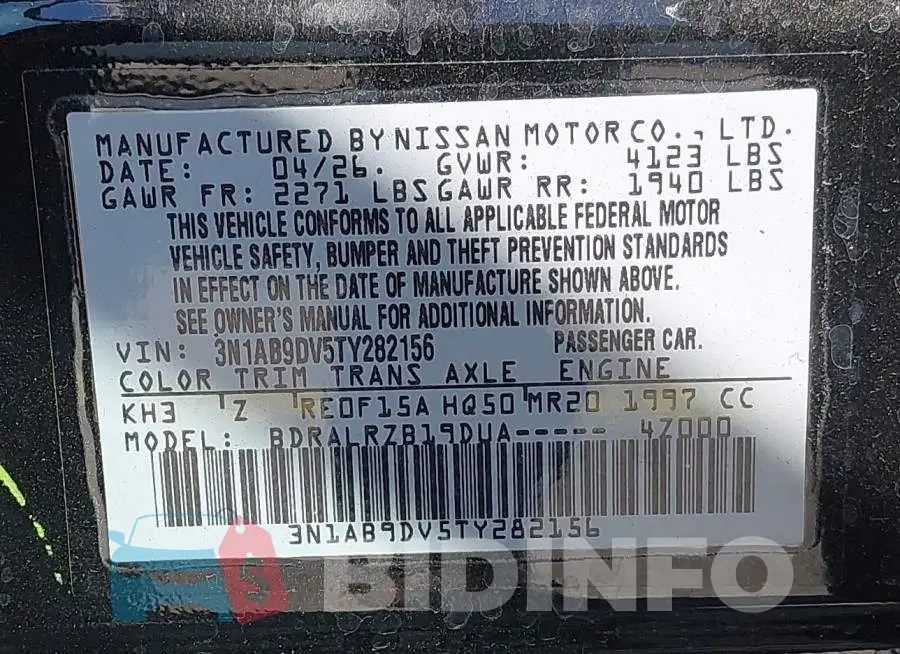 3N1AB9DV5TY282156 Photo# 9