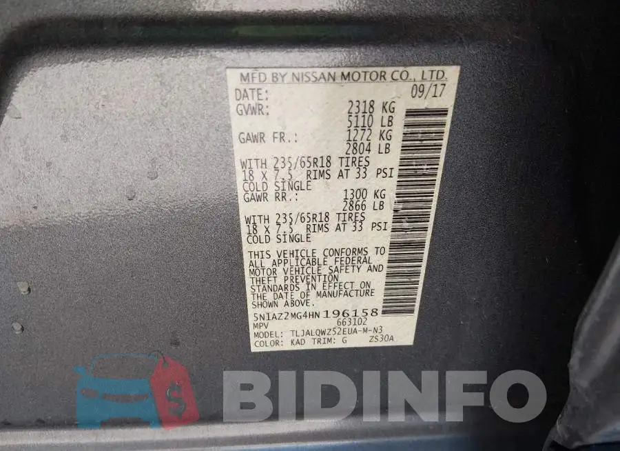 5N1AZ2MG4HN196158 Photo# 9