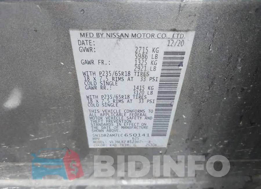 5N1DR2AM7LC650141 Photo# 9