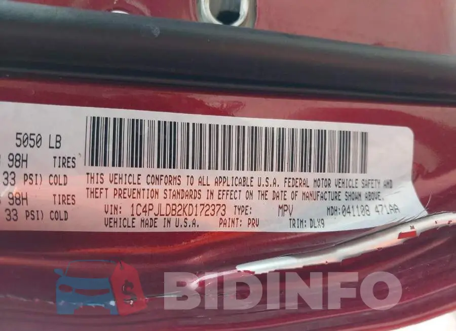1C4PJLDB2KD172373 Photo# 9