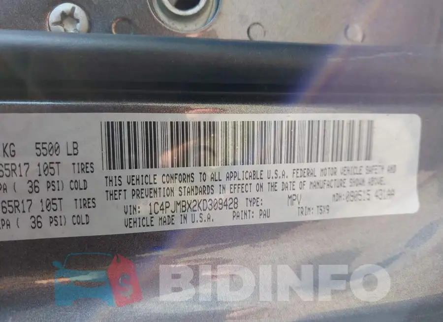 1C4PJMBX2KD309428 Photo# 9