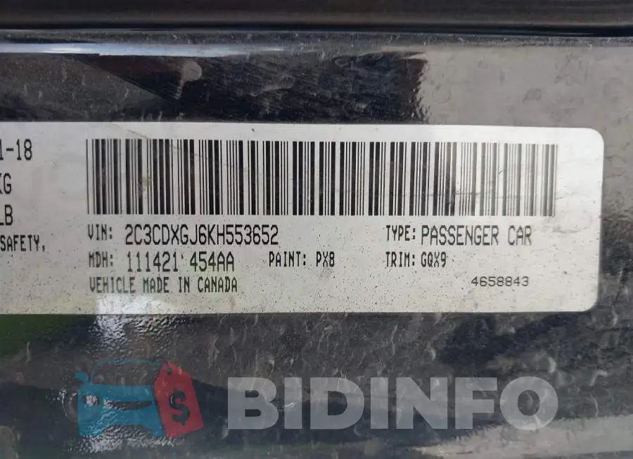 2C3CDXGJ6KH553652 Photo# 9