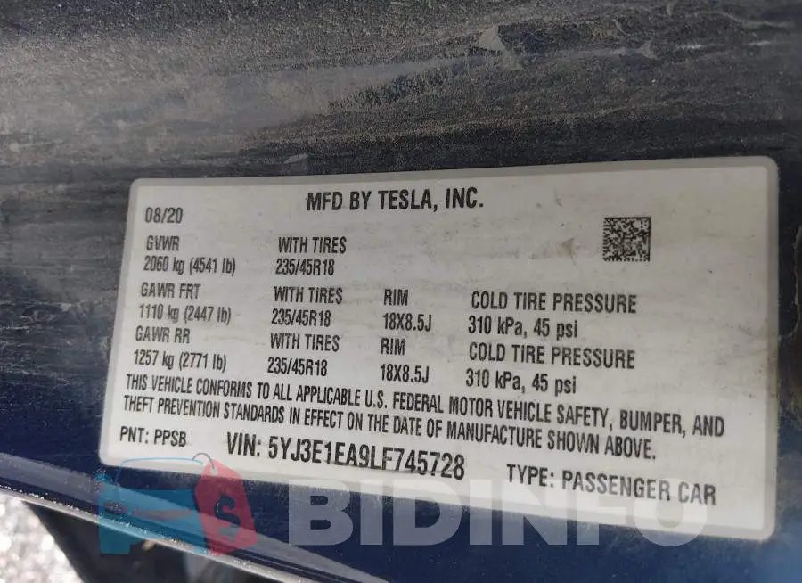 5YJ3E1EA9LF745728 Photo# 9