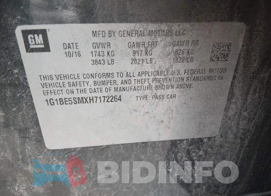 1G1BE5SMXH7172264 Photo# 9