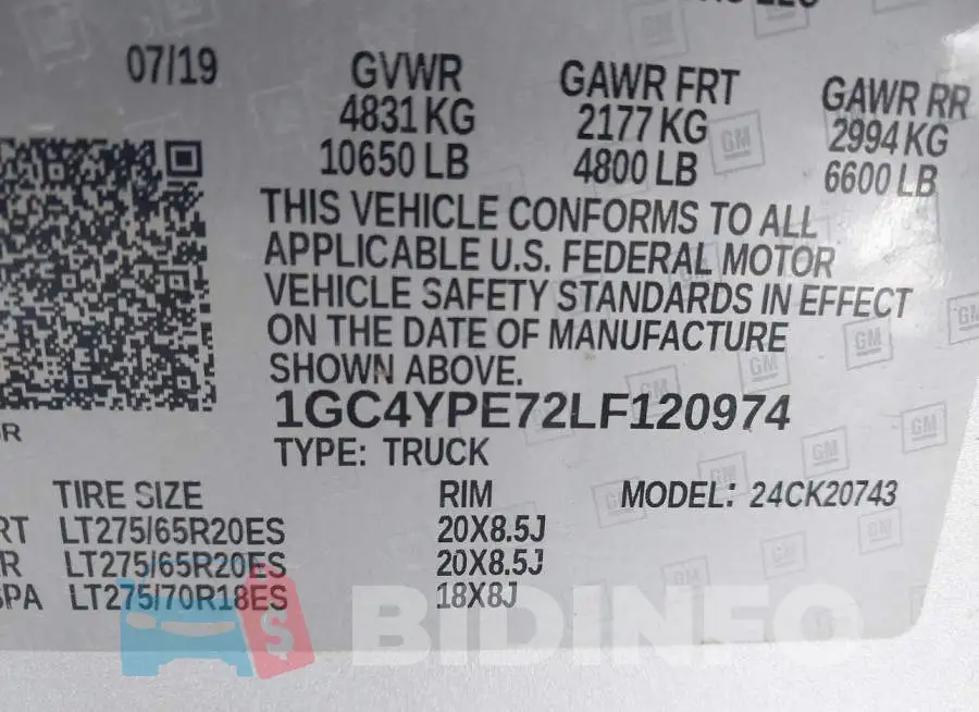 1GC4YPE72LF120974 Photo# 9