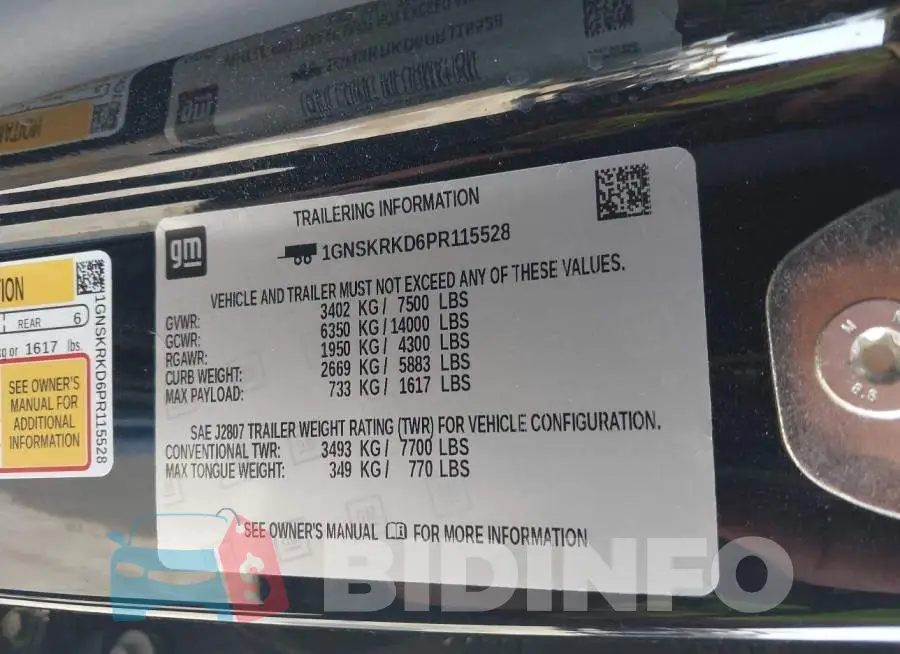 1GNSKRKD6PR115528 Photo# 9