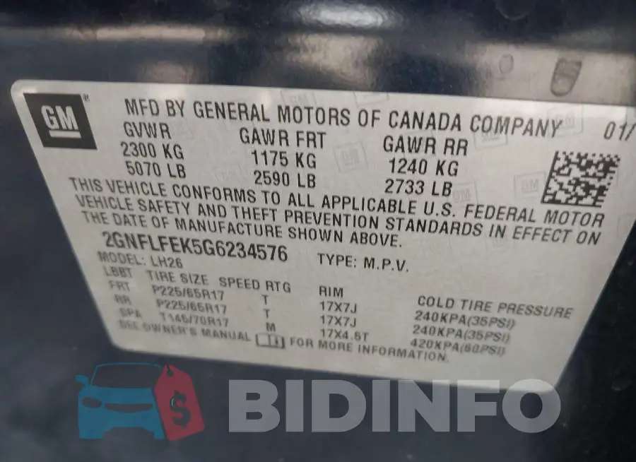 2GNFLFEK5G6234576 Photo# 9