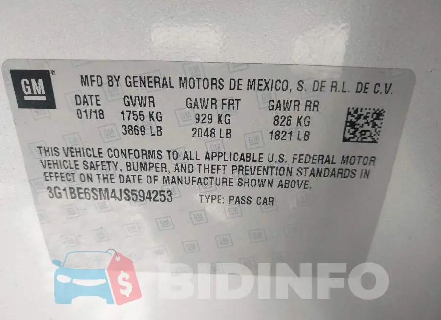 3G1BE6SM4JS594253 Photo# 9