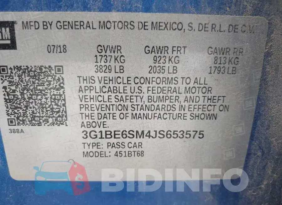 3G1BE6SM4JS653575 Photo# 9