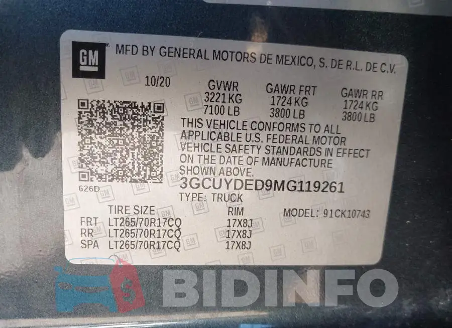 3GCUYDED9MG119261 Photo# 9