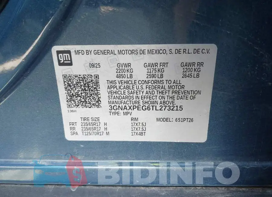 3GNAXPEG6TL273215 Photo# 9