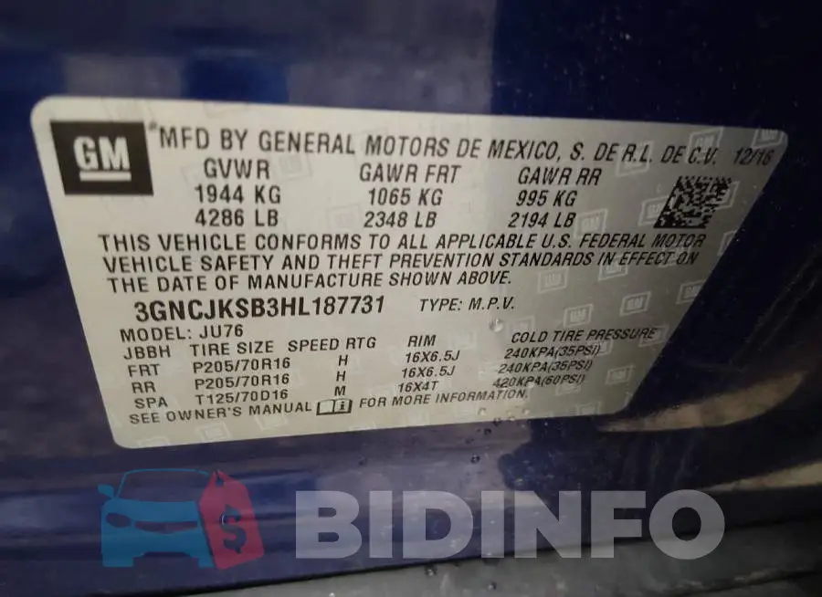 3GNCJKSB3HL187731 Photo# 9