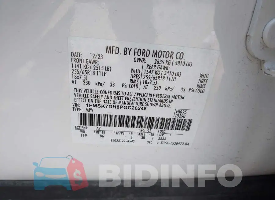 1FMSK7DH8PGC26246 Photo# 9