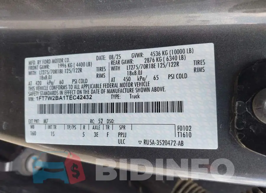 1FT7W2BA1TEC42432 Photo# 9