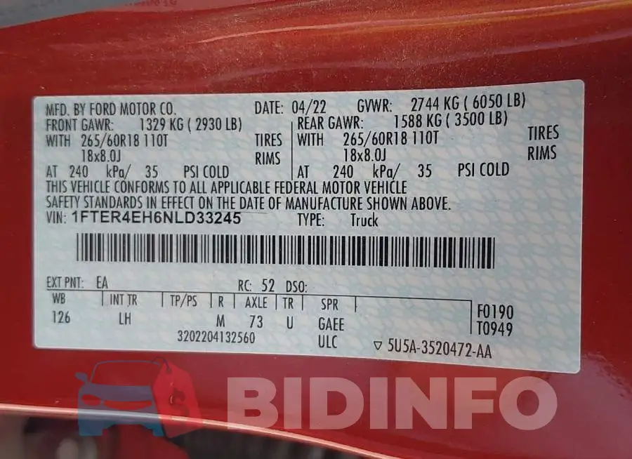 1FTER4EH6NLD33245 Photo# 9