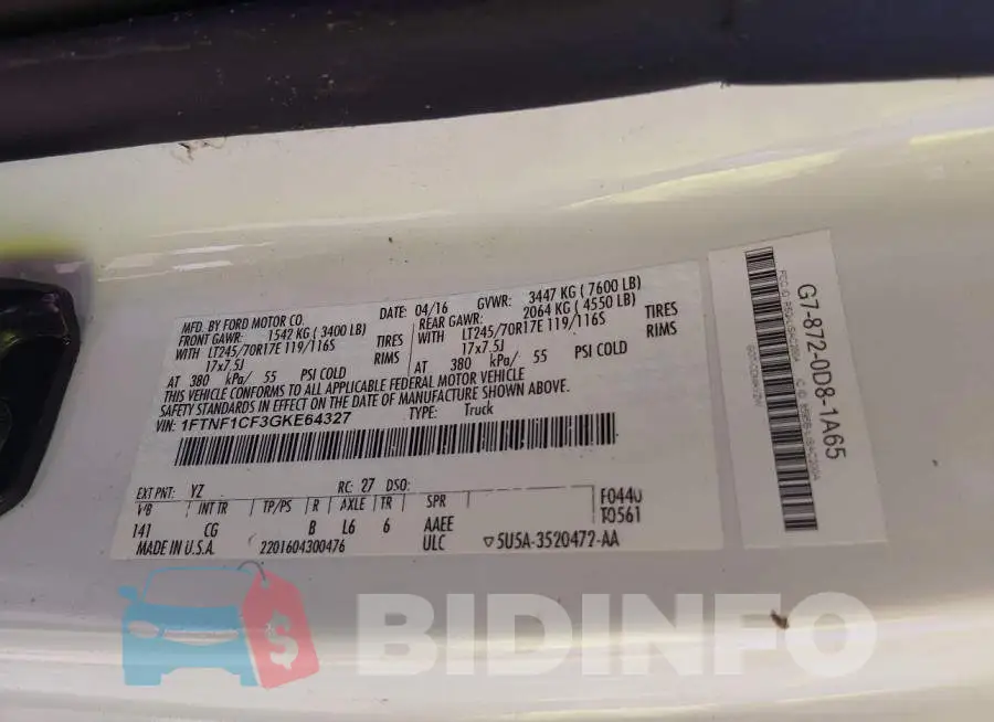 1FTNF1CF3GKE64327 Photo# 9