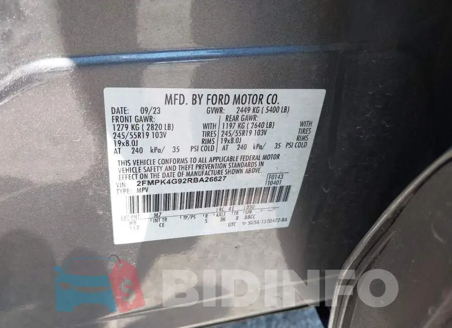 2FMPK4G92RBA26627 Photo# 9