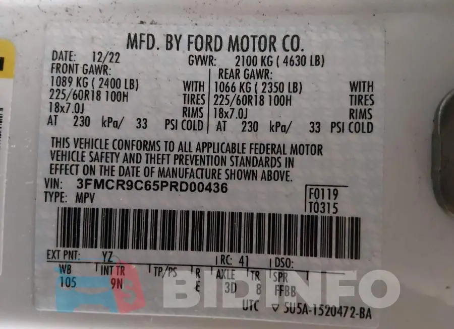 3FMCR9C65PRD00436 Photo# 9