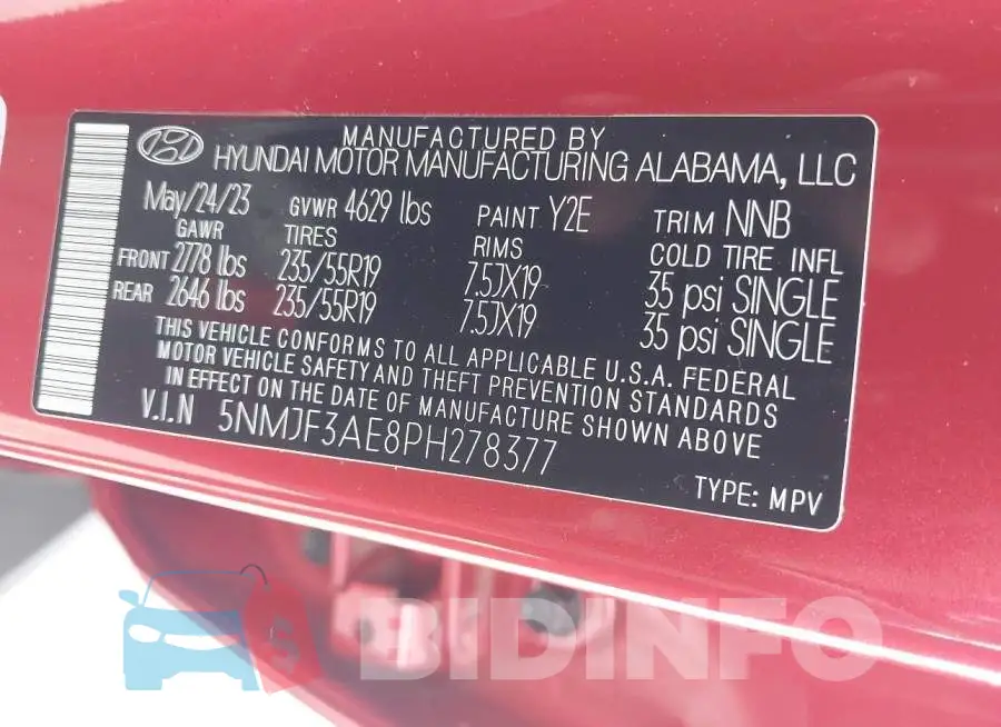 5NMJF3AE8PH278377 Photo# 9