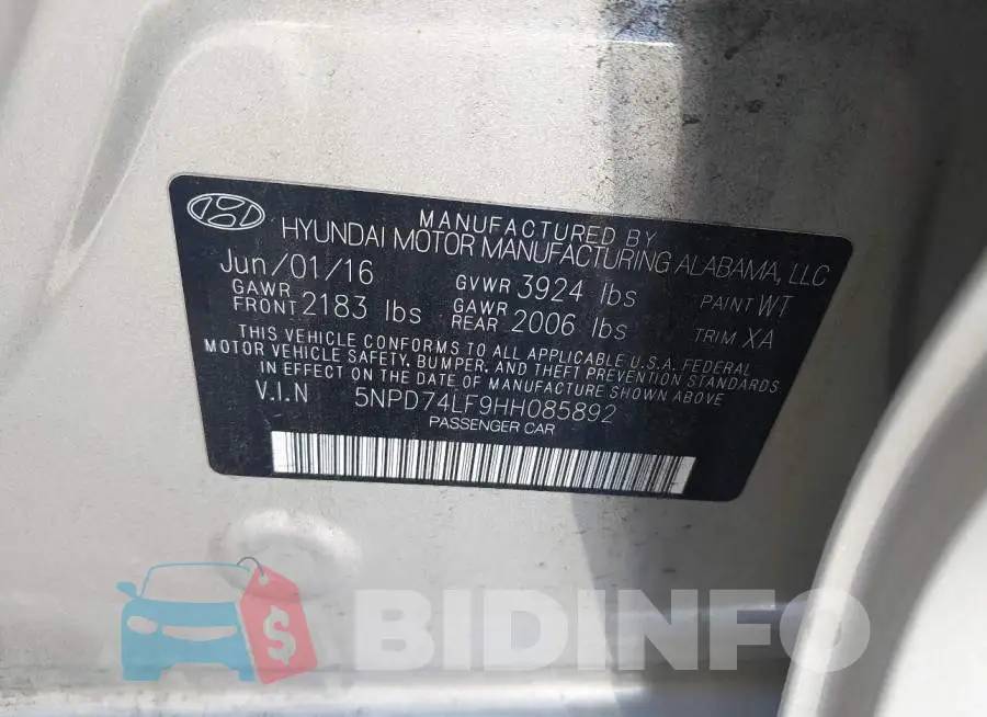 5NPD74LF9HH085892 Photo# 9