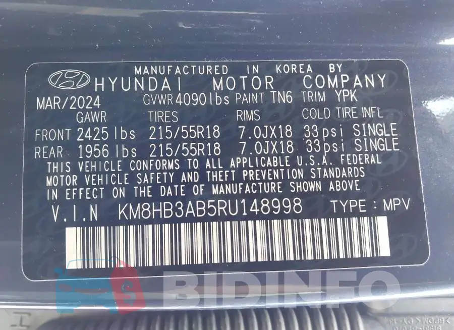 KM8HB3AB5RU148998 Photo# 9