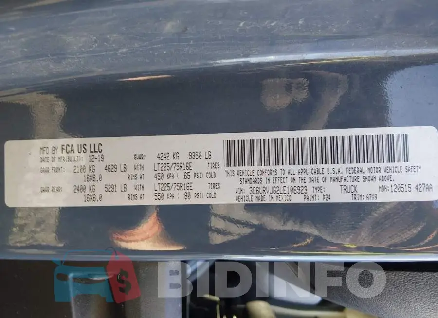 3C6URVJG2LE106923 Photo# 9