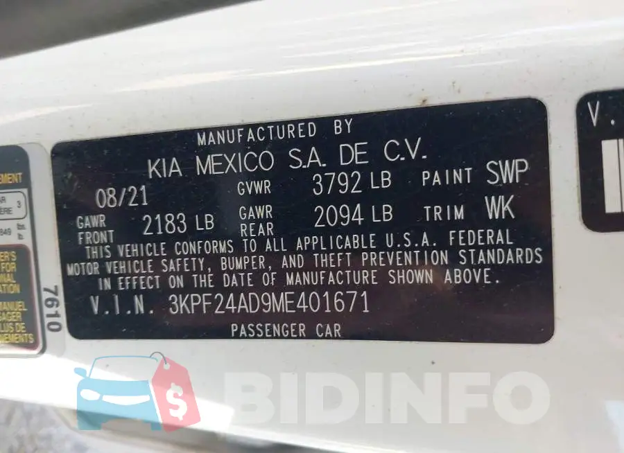 3KPF24AD9ME401671 Photo# 9