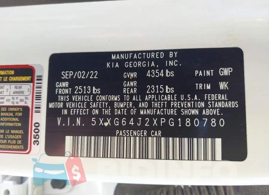 5XXG64J2XPG180780 Photo# 9