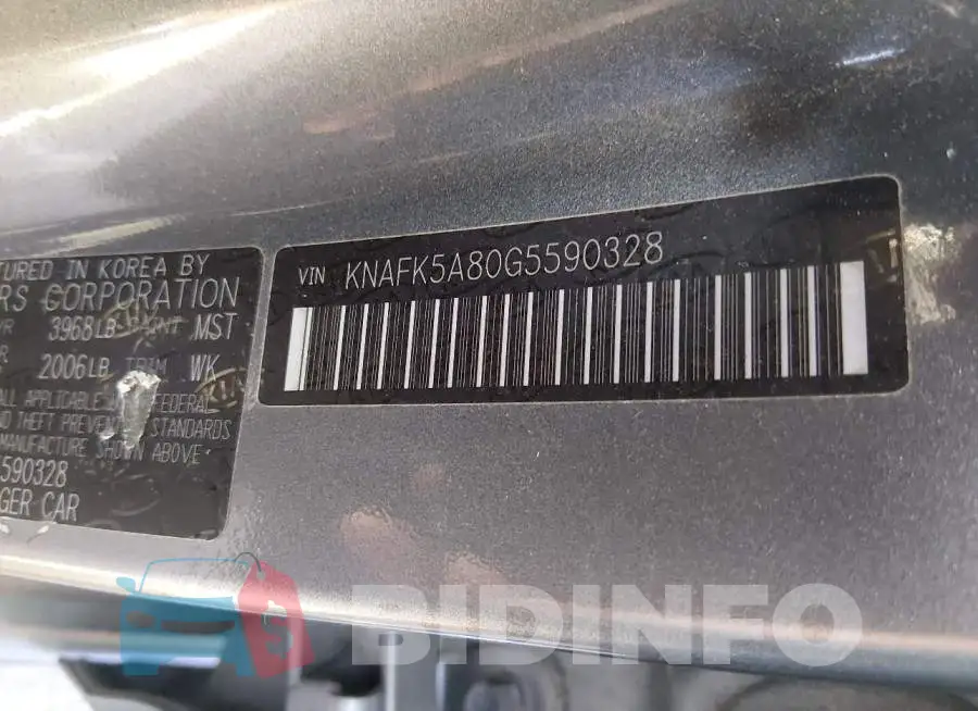 KNAFK5A80G5590328 Photo# 9
