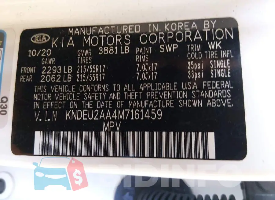 KNDEU2AA4M7161459 Photo# 9