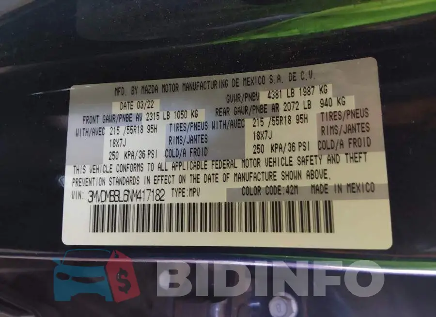 3MVDMBBL6NM417182 Photo# 9