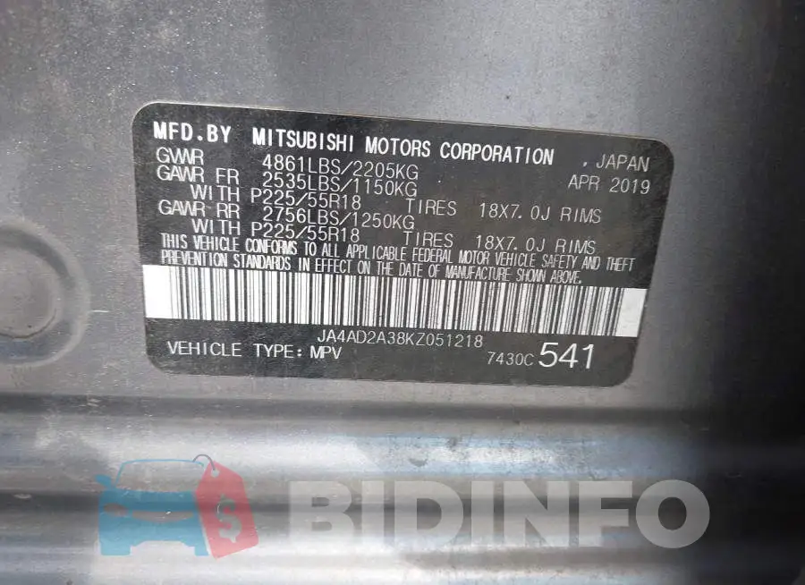 JA4AD2A38KZ051218 Photo# 9