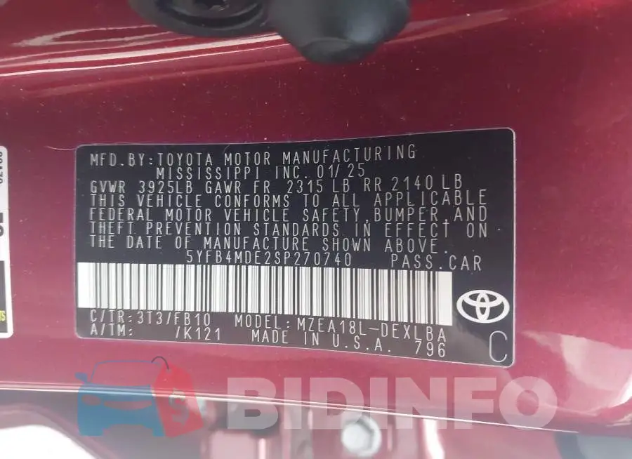 5YFB4MDE2SP270740 Photo# 9