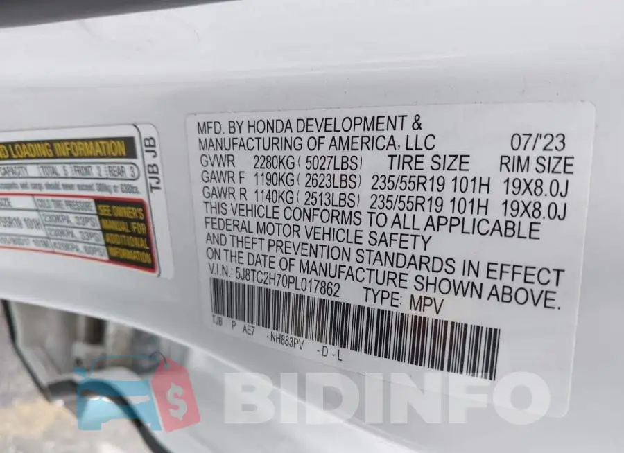 5J8TC2H70PL017862 Photo# 9