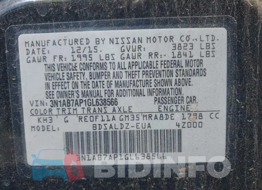 3N1AB7AP1GL638566 Photo# 9