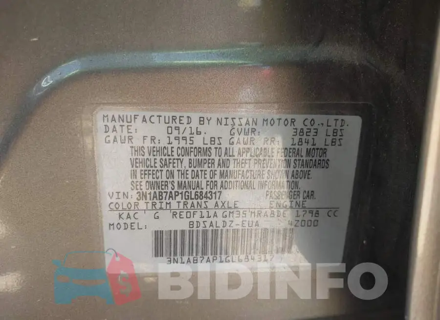 3N1AB7AP1GL684317 Photo# 9