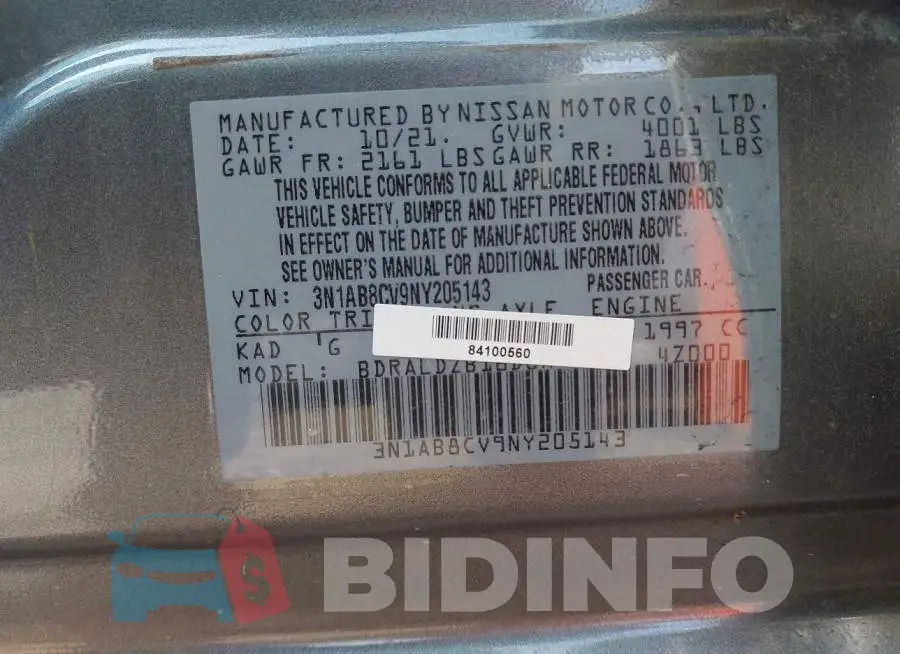 3N1AB8CV9NY205143 Photo# 9