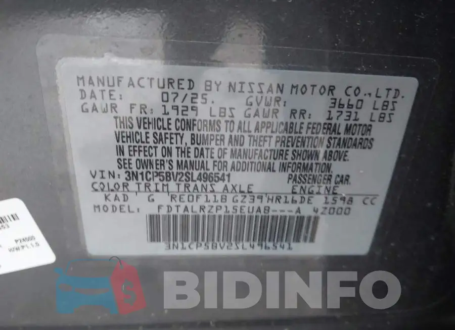 3N1CP5BV2SL496541 Photo# 9