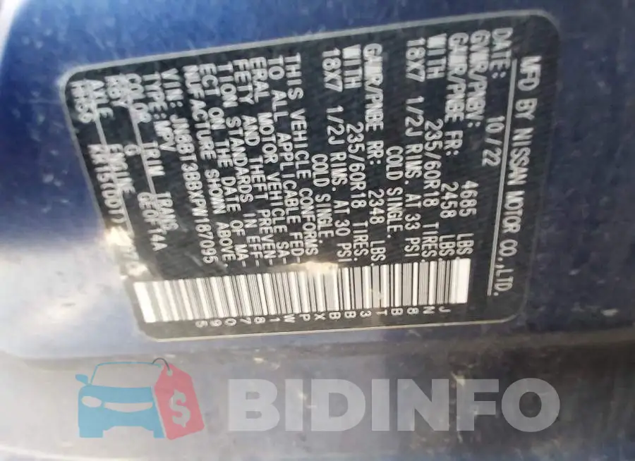 JN8BT3BBXPW187095 Photo# 9