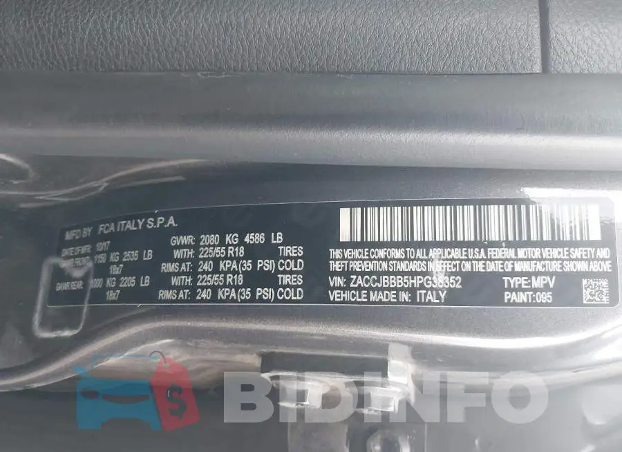 ZACCJBBB5HPG38352 Photo# 9