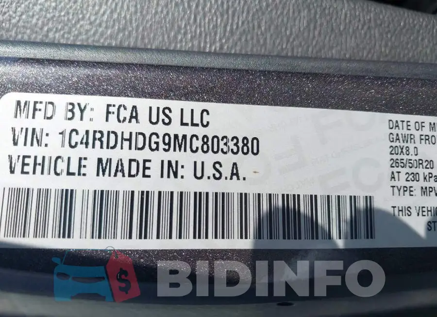 1C4RDHDG9MC803380 Photo# 9