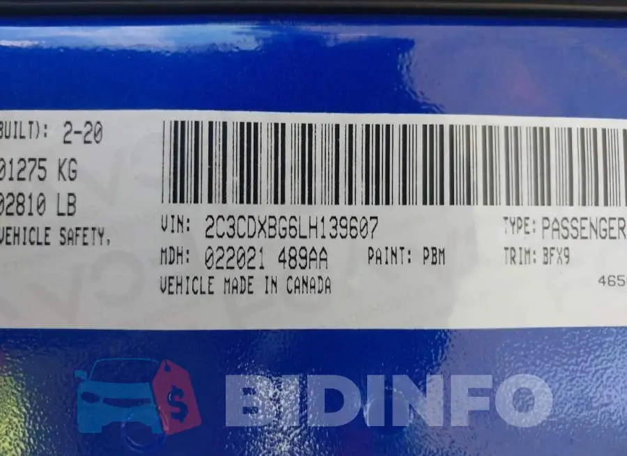 2C3CDXBG6LH139607 Photo# 9